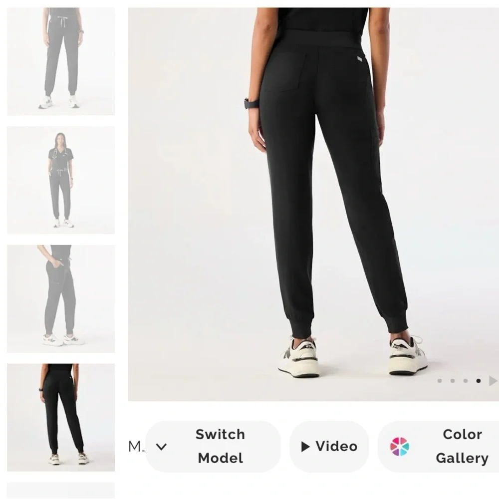 TALL Figs Black Zamora Women's Jogger Scrub Pants with Drawstring XL TALL - Picture 12 of 12